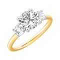 Sterling Silver 14K Yellow Gold Plated White Sapphire Three Stone Engagement Ring