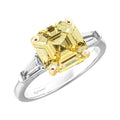 Sterling Silver Engagement Ring with Yellow Simulated Diamond & White Sapphire - Adjustable Sizes
