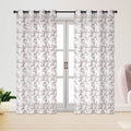 Floral Embroidered Grommet Window Curtain Panel - 54x84 Inches