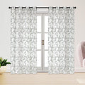 Floral Embroidered Grommet Window Curtain Panel - 54x84 Inches, Multiple Colors