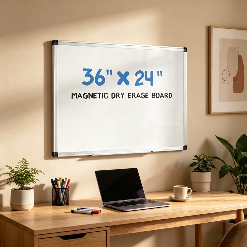 Magnetic Whiteboard Wall Mount Dry Erase Board with Aluminum Pen Tray — Multiple Sizes
