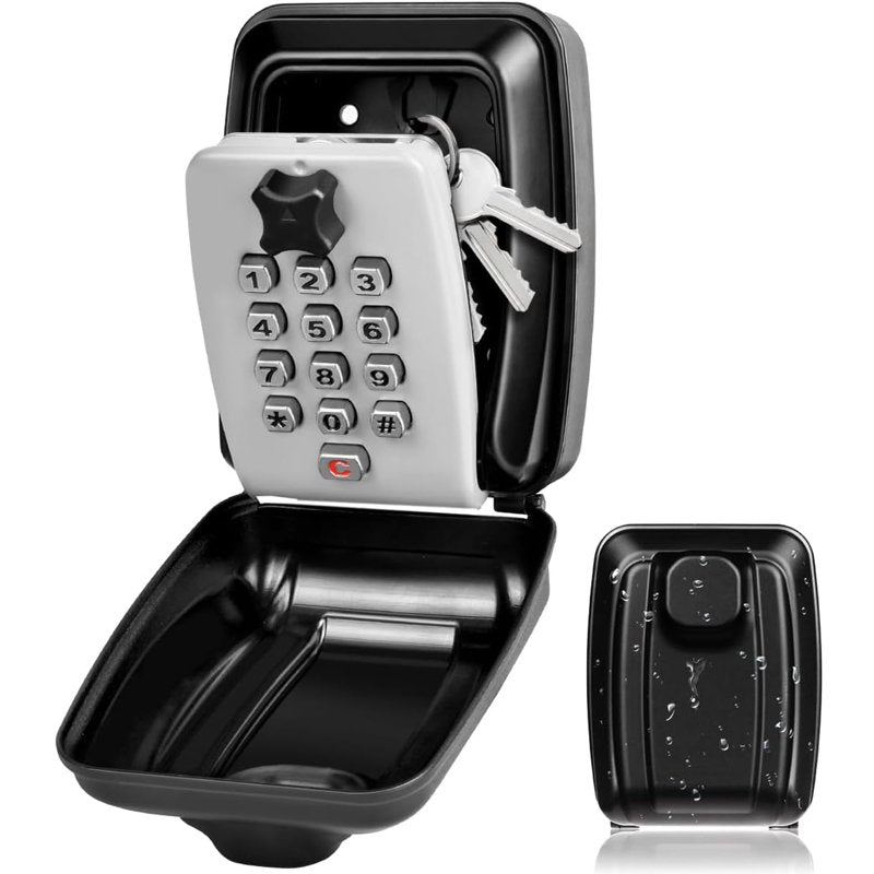 Waterproof Wall Mount Key Lock Box for Outdoor Security, 12-Digit Combination