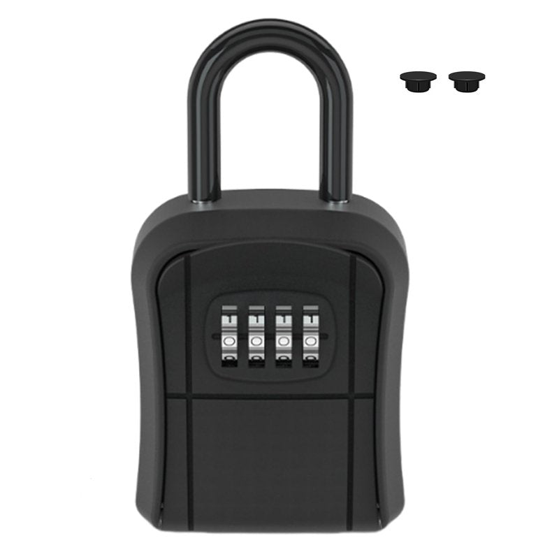 Portable Wall-Mounted Key Lock Box with Resettable Combination - Security Safe for Home & Office, Holds Up to 5 Keys, Black