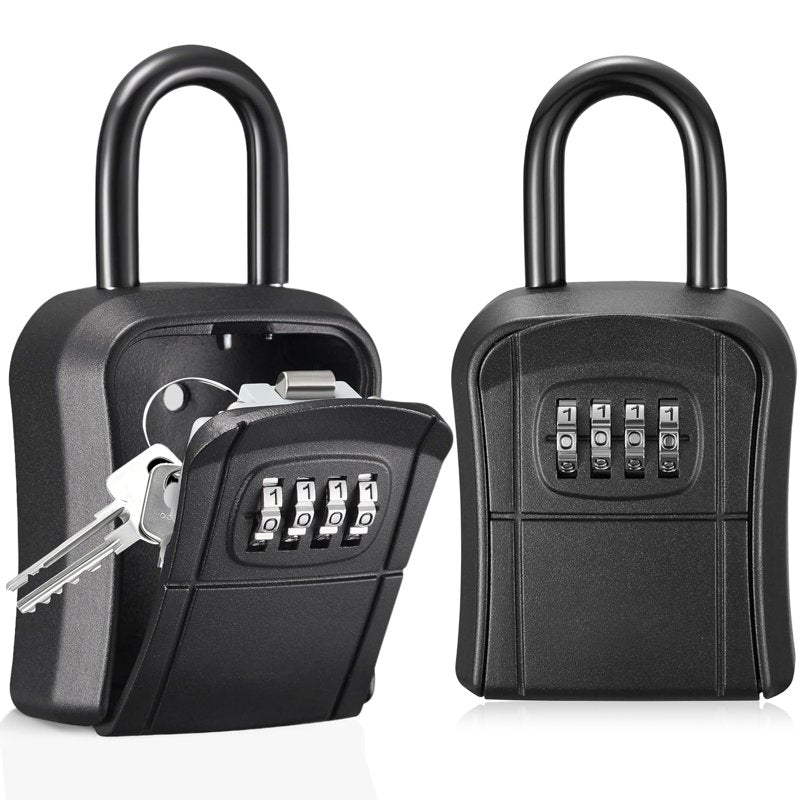 Wall Mounted Key Lock Box with Resettable 4-Digit Combination Weatherproof Safe
