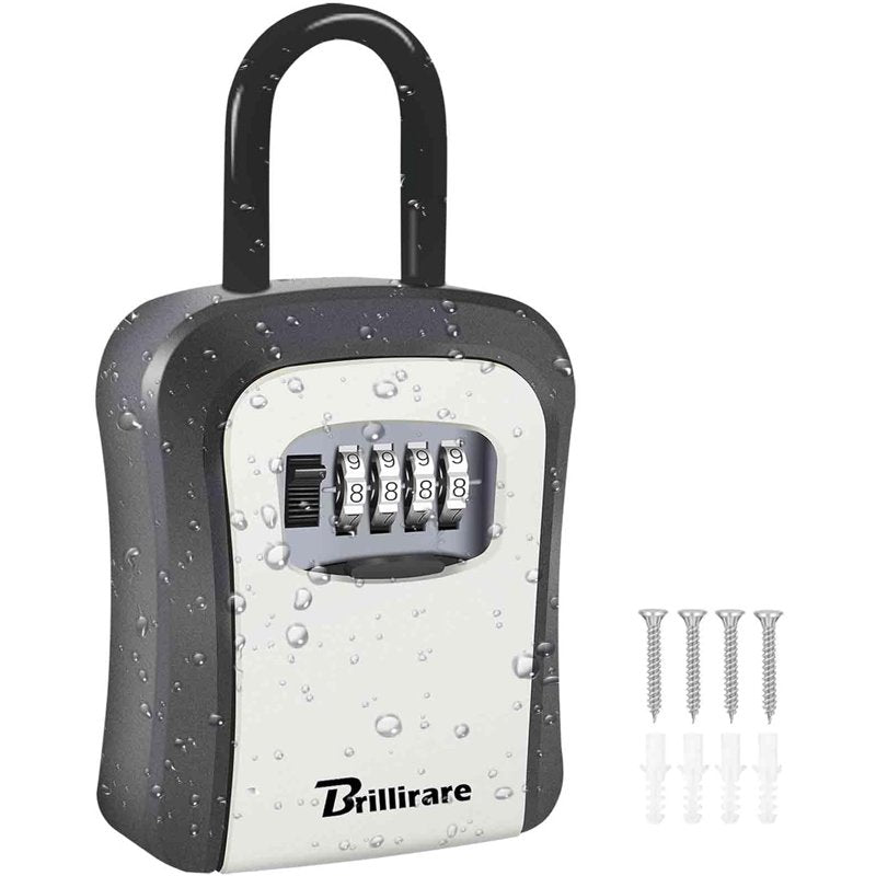 Waterproof 4-Digit Combination Key Lock Box Wall Mount Security Safe Grey