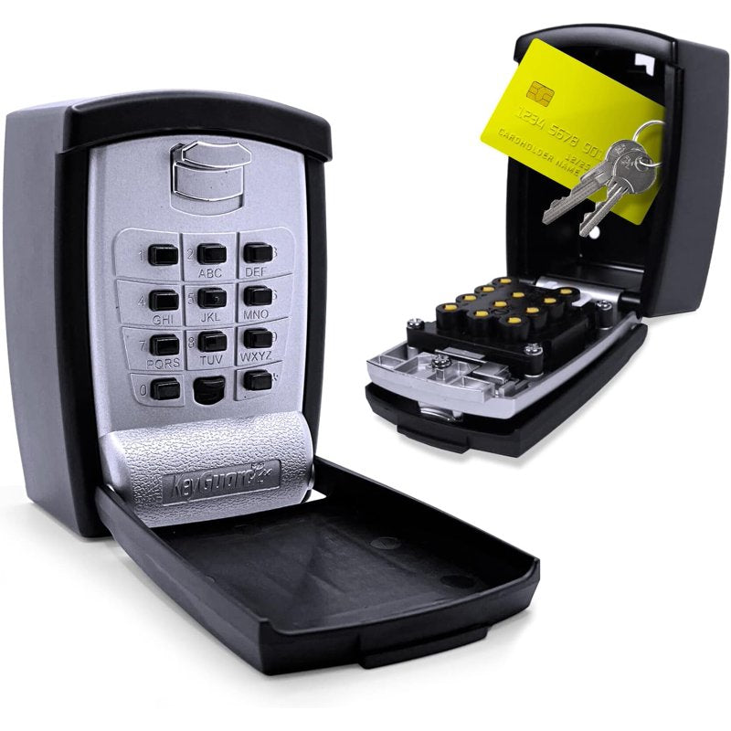 KeyGuard Wall Mount Lock Box for Keys - Secure Key Storage, Black
