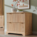 Lateral Filing Cabinet with Charging Station - Modern Fluted Wood Office Storage