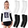 Kids Compression Arm Sleeves 4 Pairs for Sports Sun Protection Youth Boys Girls