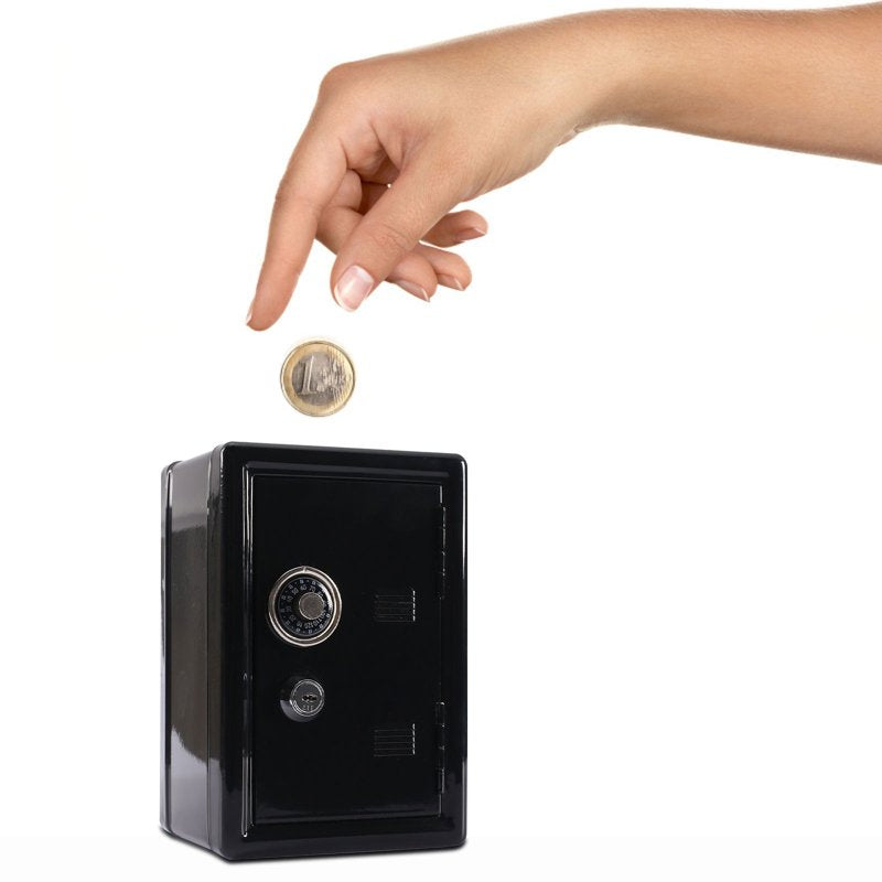 Kids Piggy Bank Locker Safe with Single Digit Lock and Key - Metal Money Box