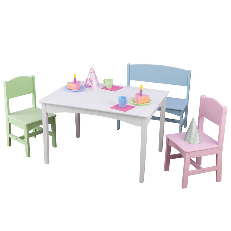 Kids Table with Bench and Chairs - Multicolored Children's Furniture