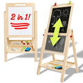 Kids Double Sided Art Easel with Whiteboard & Chalkboard, Toddler Craft Table for 2-4 Years