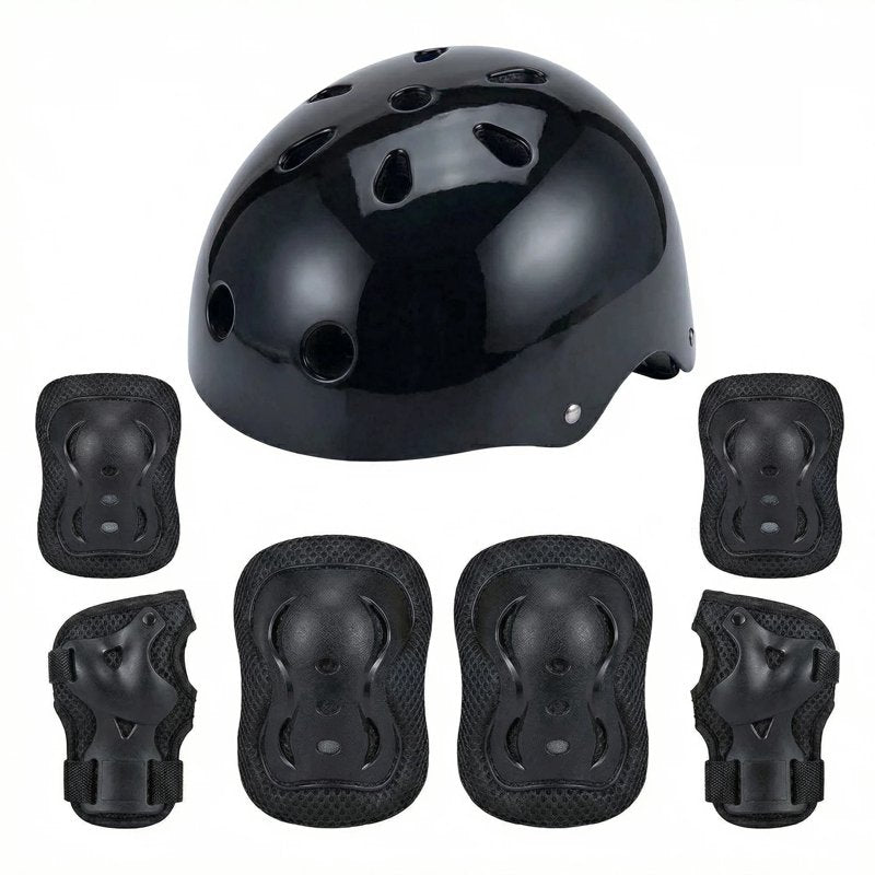 Kids Bicycle Helmet with Knee, Elbow & Wrist Pads - Ultralight Safety Gear Set