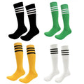 Rainbow 4 Kids Soccer Socks 4 Pack - Boys & Girls Cotton Team Socks, 12-16 Years