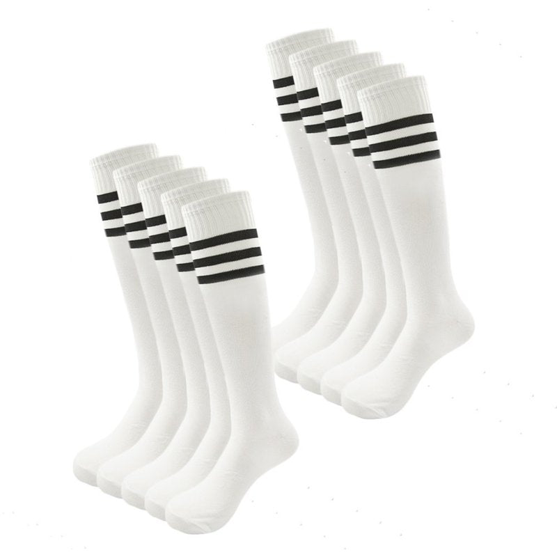White 8-11 Year Old Kids Soccer Socks 4 Pack - Cotton Team Socks for Boys & Girls