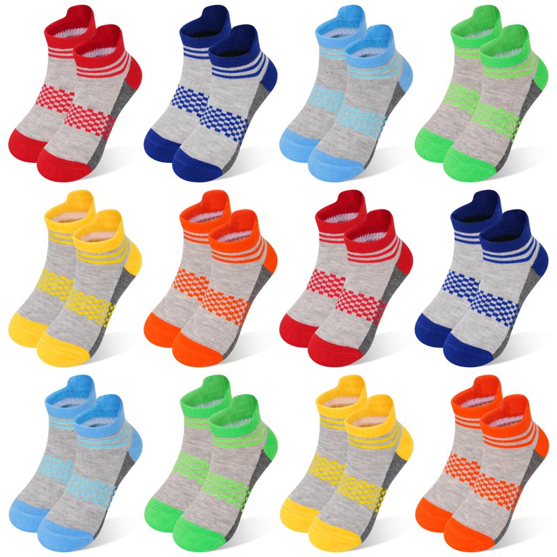 Elutong Kids Athletic Socks 12 Pairs - Multicolor 01, 5-7 Years