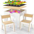 Kids Reversible Wooden Activity Table & Chair Set with Storage and Building Blocks