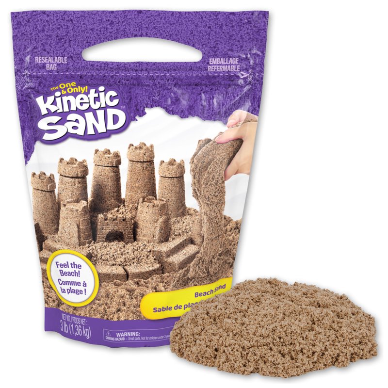 Kinetic Sand Beach Play Sand 3lbs - Moldable Sensory Toy for Kids