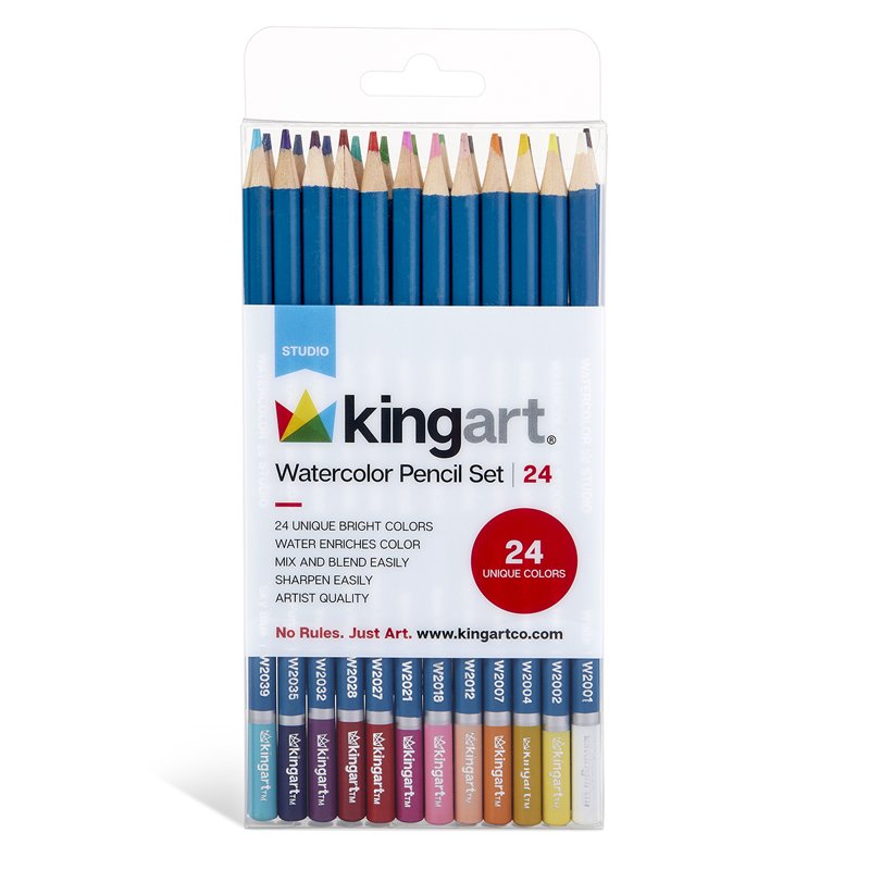 Watercolor Pencils Art Set - 24 Color Professional Drawing & Painting Supplies