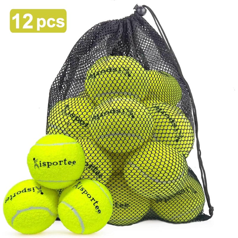 Bulk Tennis Balls for Practice & Dog Training - 12 Pack with Mesh Bag
