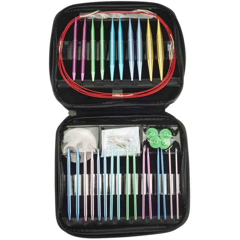 Interchangeable Knitting Needle Set 2.75mm-10mm Aluminum Circular Needles
