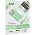Clear Printable Vinyl Sticker Paper for Inkjet Printers - Waterproof 8.5x11 Inch Sheets