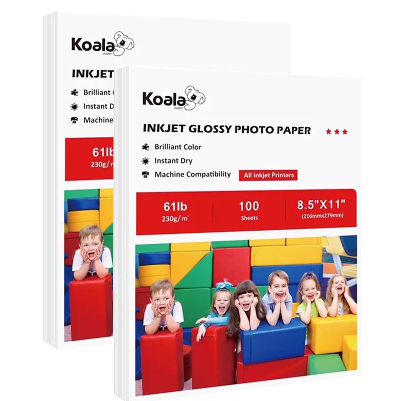 Glossy Inkjet Photo Paper 8.5x11 230gsm Heavyweight 200 Sheets - Scratch Resistant