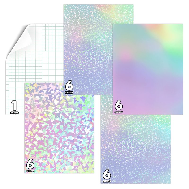 Self-Adhesive Holographic Laminating Sheets A4 - Waterproof Sticker Overlay - 25 Sheets