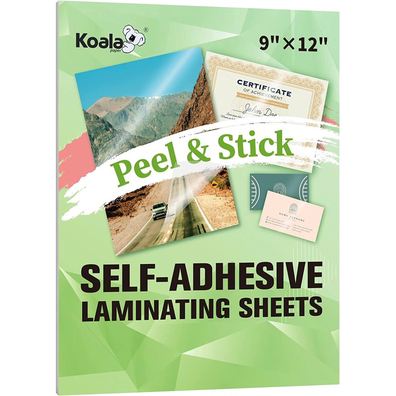 Self-Adhesive Laminating Sheets Clear 9x12 Inch - Waterproof & No Machine Needed