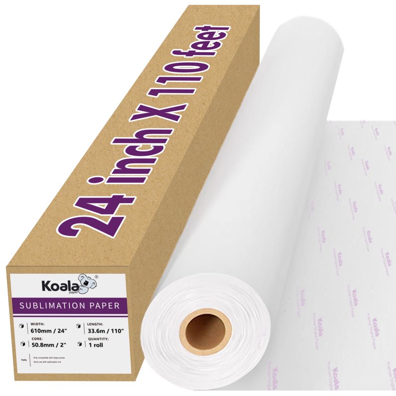 Sublimation Paper Roll 24x110 Ft for Inkjet Heat Transfer Large-Format Printing