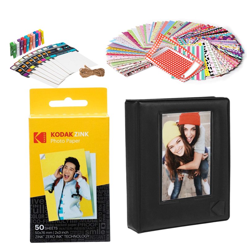 Kodak Zink Photo Paper Kit 2x3 Inches with Frames, Album & Stickers