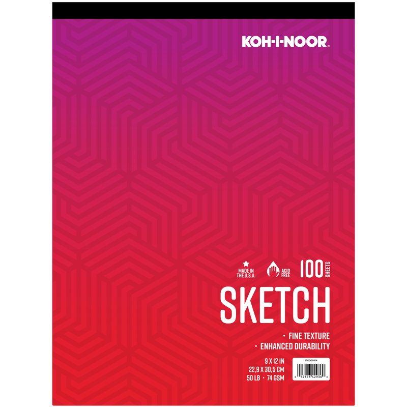 Sketch Pad 9x12 Inch 50lb Acid-Free Paper 100 Sheets | Artist Drawing Pad