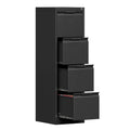 Metal File Cabinet with Lock, 4 Drawers for Home Office, Black, Fits Letter A4 Legal Files