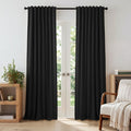 Blackout Faux Linen Curtain Set 52x120 Inches Thermal Insulated Privacy Panels