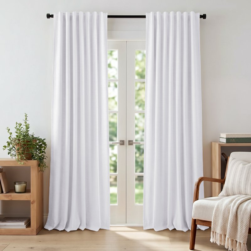Blackout Faux Linen Curtains 52x120 Inches Set - Thermal Insulated Privacy Panels