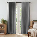 Blackout Faux Linen Curtains 52x72 Inches - Thermal Insulated Privacy Panel Set