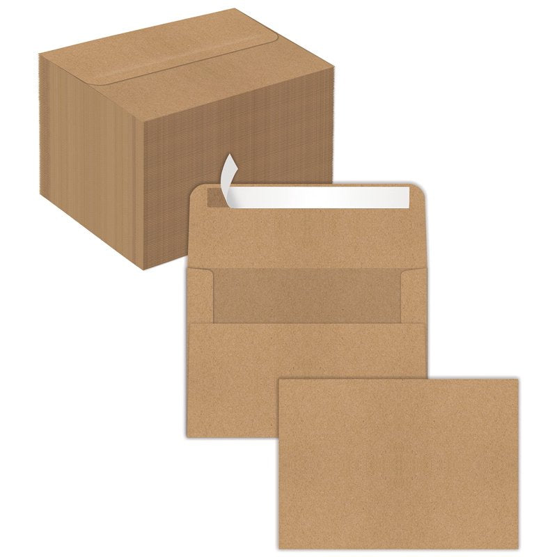 A1 Kraft Invitation Envelopes 100-Pack, 3.625 x 5.12 Inches, Self-Stick Closure