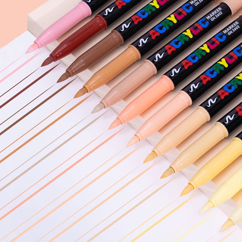 Acrylic Paint Pens Set of 12 - Skin Tone Markers for Artwork & Illustration