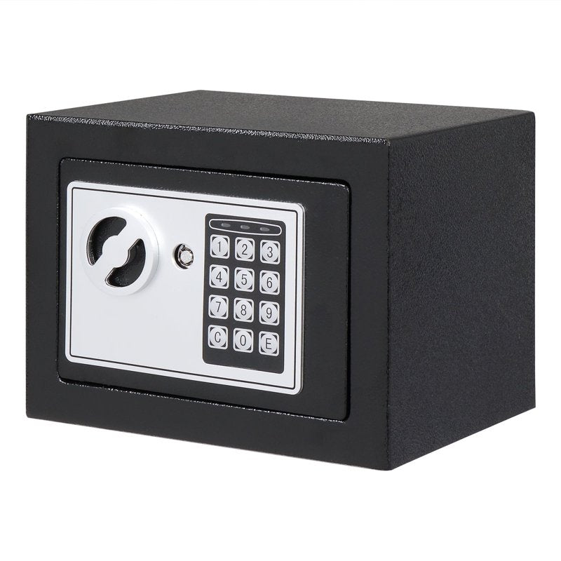 Electronic Security Safe Box 0.17 Cu Ft, Key & Password Lock for Home Office