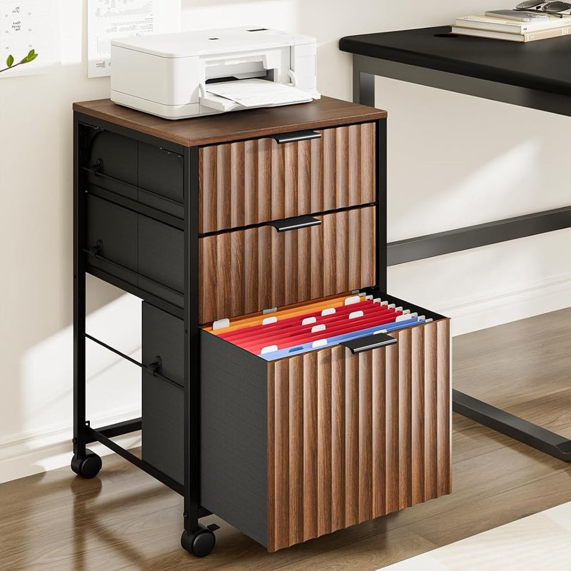 3-Drawer Fabric File Cabinet with Printer Stand for Home Office, Letter Size Storage