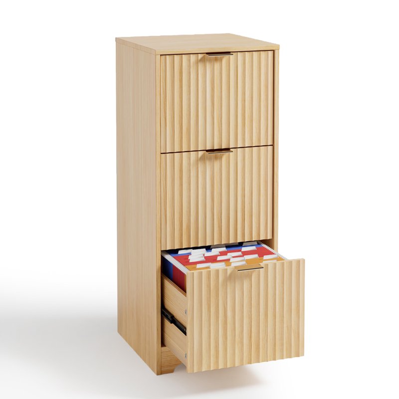 Modern 3-Drawer Wood File Cabinet for Letter Files - Vertical Storage