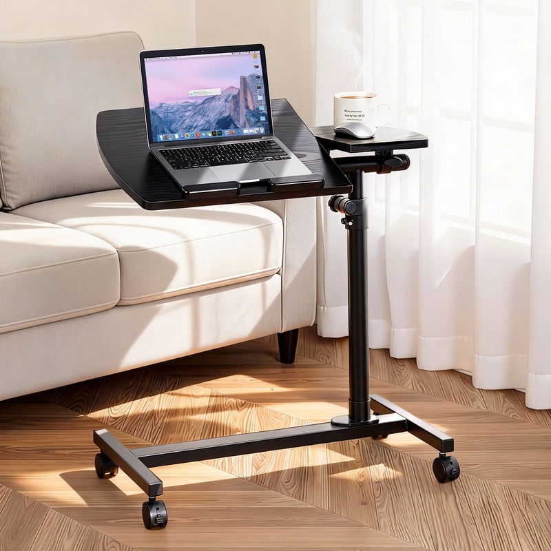 Adjustable Laptop Desk Stand with Wheels - Height & Angle Adjustable Sofa Bed Tray