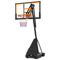 Portable Basketball Hoop with Rebound Plate, Adjustable Height 5.25-10FT, 44-Inch Backboard, Outdoor