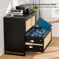 Lateral File Cabinet with Lock - 2 Drawer Wood Storage for Home Office, Black