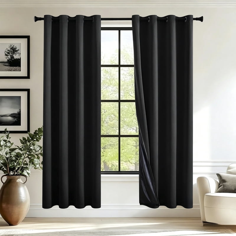 Blackout Curtains for Living Room & Bedroom Noise Insulation - Room Darkening Drapes