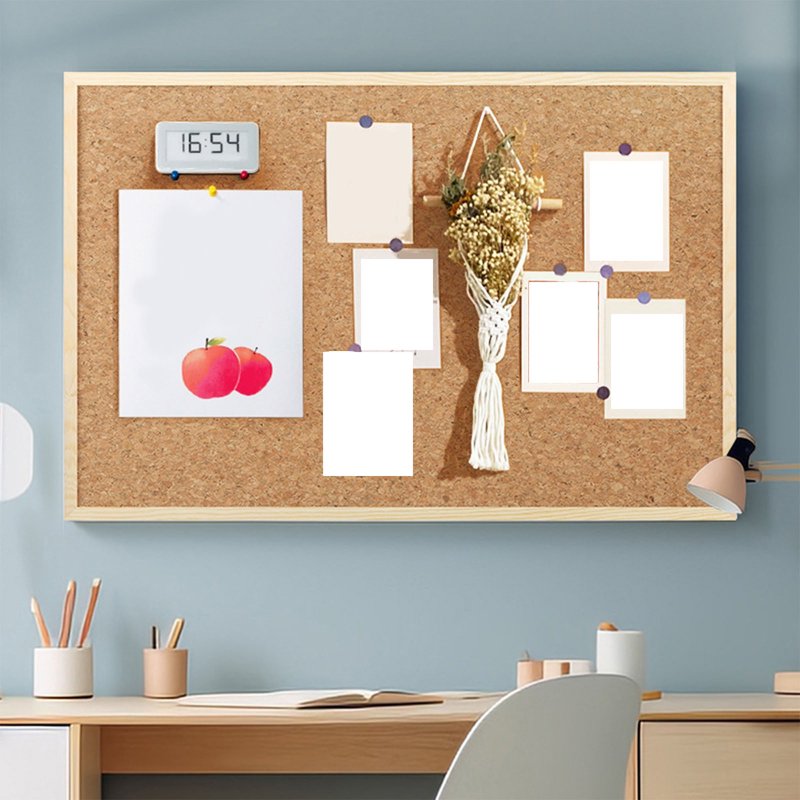 Rustic Cork Bulletin Board 16x12 Inch with Wood Frame & Hemp Rope - Damage-Free Photo Display for Office & Home