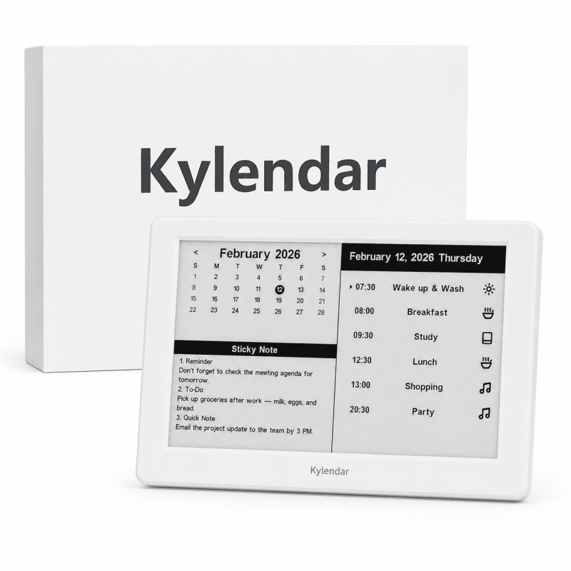 7-Inch E-Ink Calendar Display with Schedule & Weather - Minimalist Desk Widget