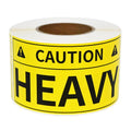 Heavy Shipping Caution Stickers 2x4 Inch Yellow Warning Labels for Pallets and Boxes - 300 Labels/Roll