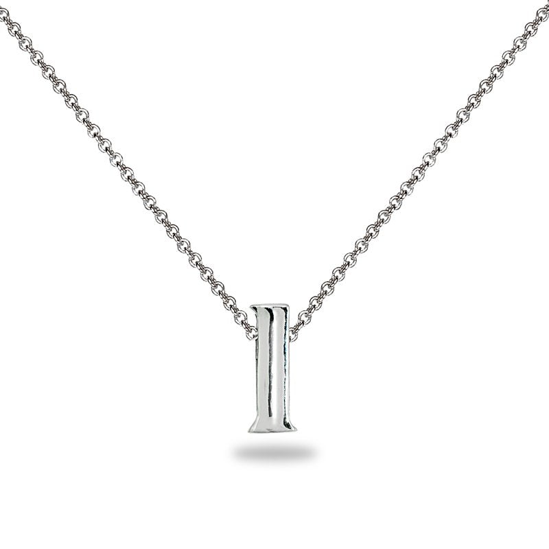 Sterling Silver Alphabet Letter Necklace 15-Inch Chain with Extender