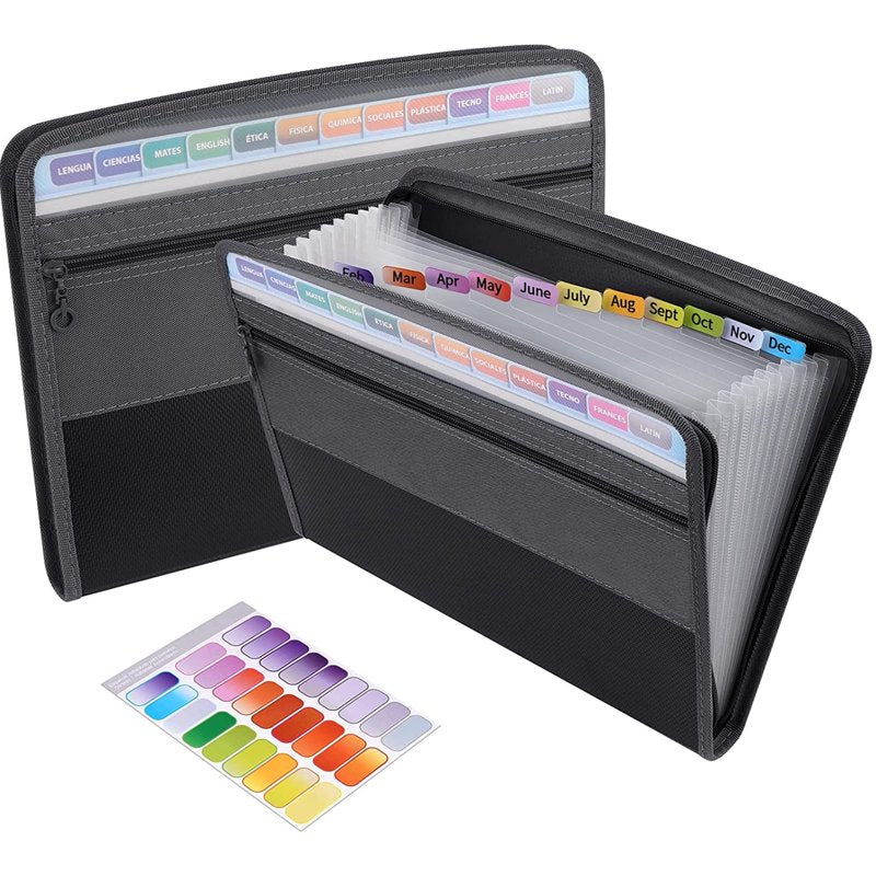 Expandable Plastic Accordion File Organizer with Zip Closure for Office and Document Storage