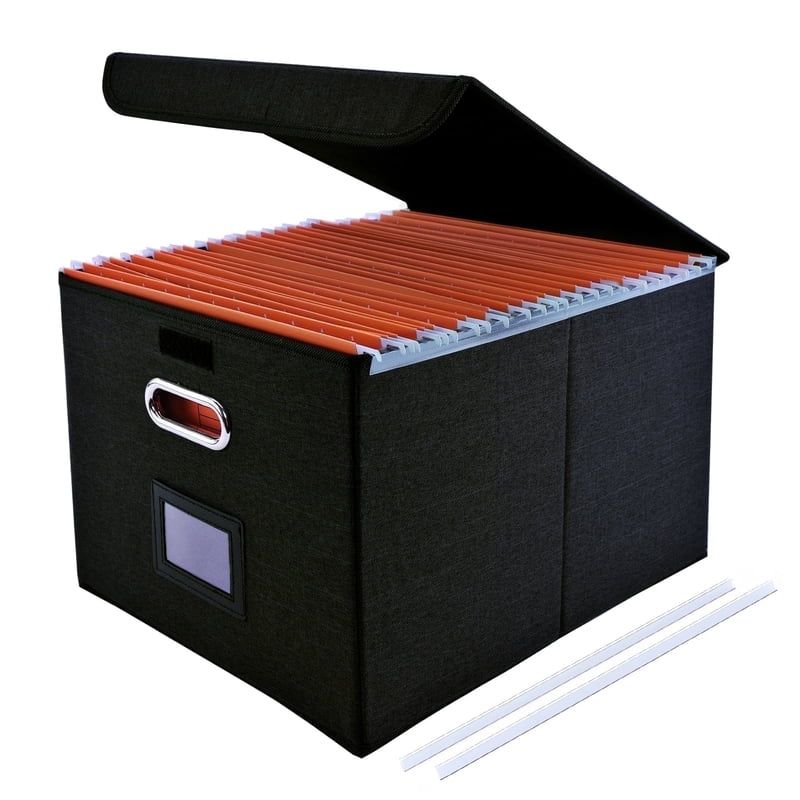 File Organizer Box with Lid and Slides - Legal Size Document Storage